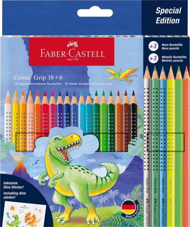 Faber-Castell kleurpotloden Grip Dino 18 colour grip + 6 metallic grip FC-201546
