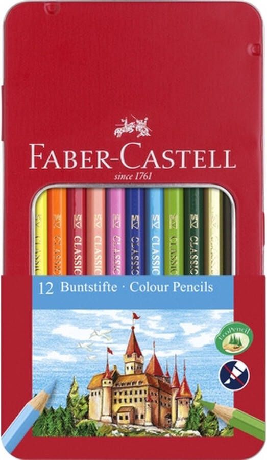 Dobeno kleurpotlood Faber-Castell Castle zeskantig metalen etui met 12 stuks
