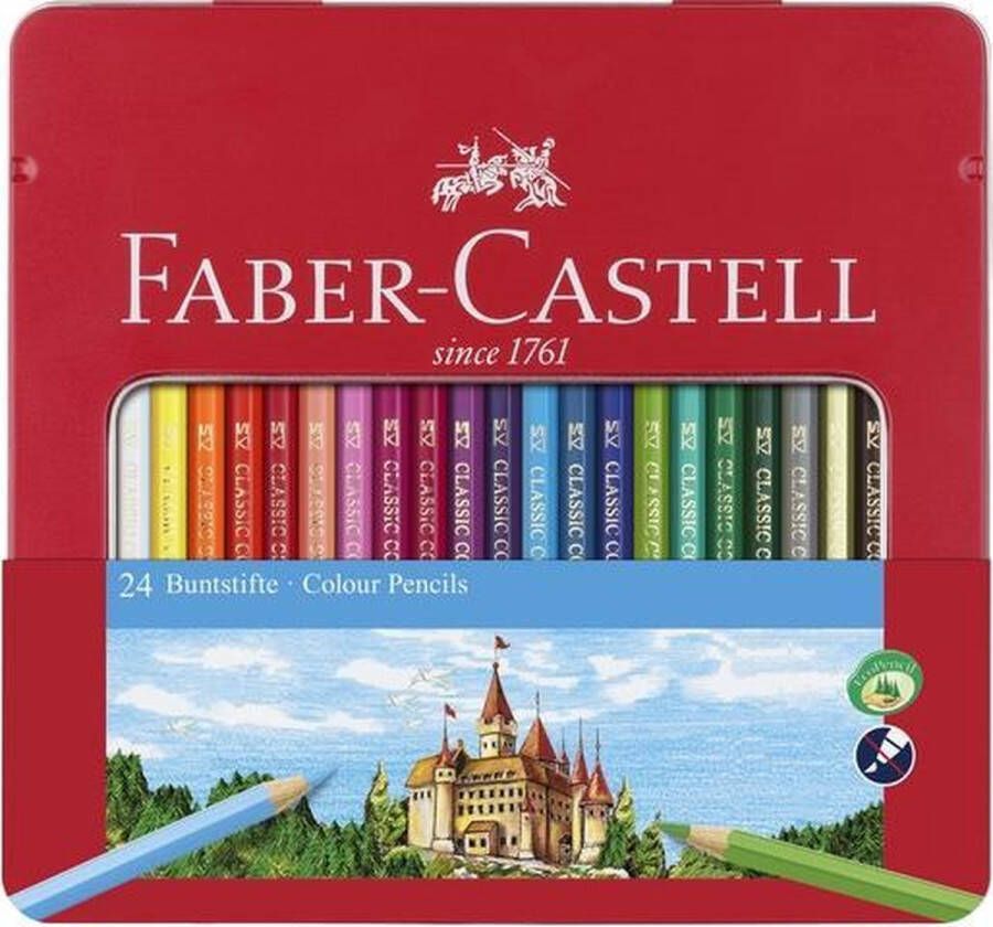 Dobeno kleurpotlood Faber-Castell Castle zeskantig metalen etui met 24 stuks