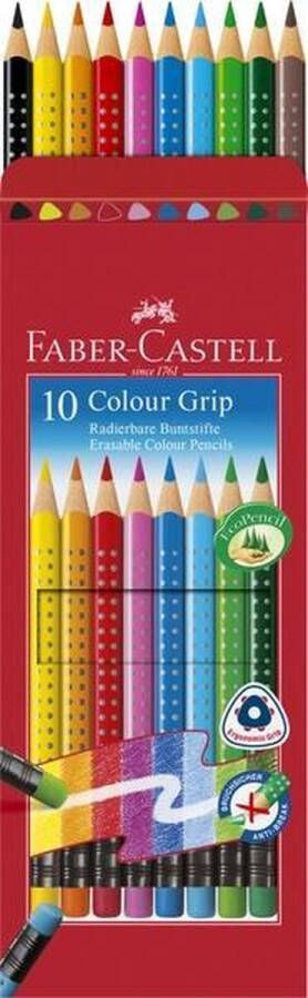 Faber-Castell kleurpotlod Color Grip met gum uitgumbaar 10 stuks FC-116613