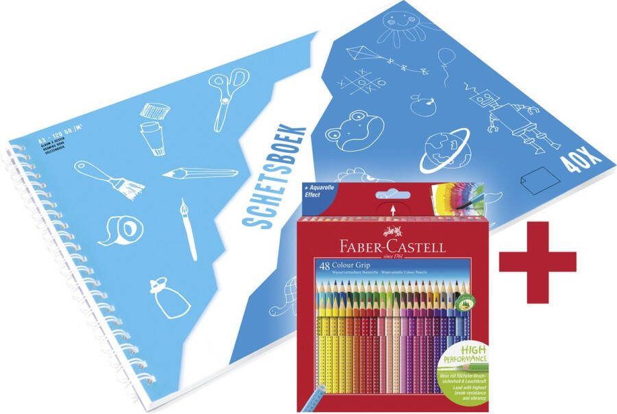 Faber-Castell kleurpotlood Grip 48 stuks + A3 Kangaro schetsboek GRATIS wit 120 grams 40 vel FC-112449-A