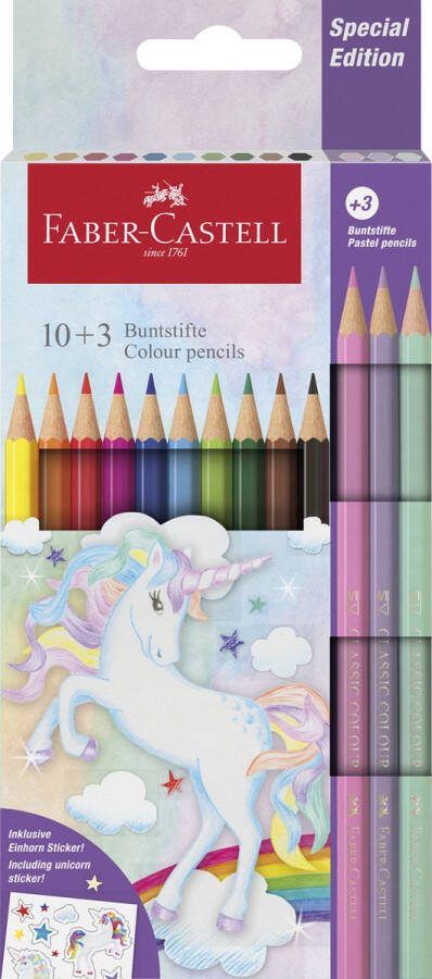 Faber-Castell kleurpotlood Unicorn zeskantig 13 kleuren in karton etui FC-111219