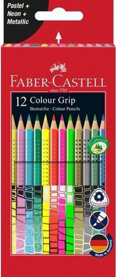 Faber Castell Kleurset Faber-Castell GRIP pastel neon en metallic 12 stuks
