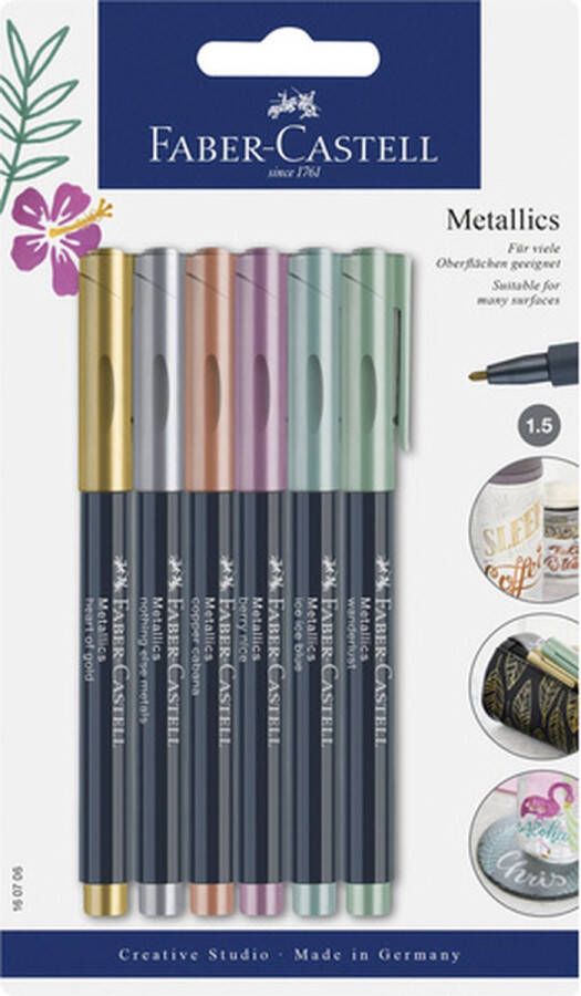 Faber-Castell markers metallic 1 5mm set 6 kleuren FC-160706