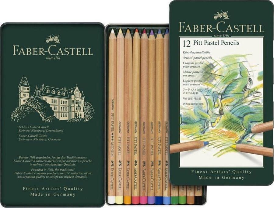 Faber Castell Pastelpotlood Faber-Castell Pitt metalen etui a 12 stuks