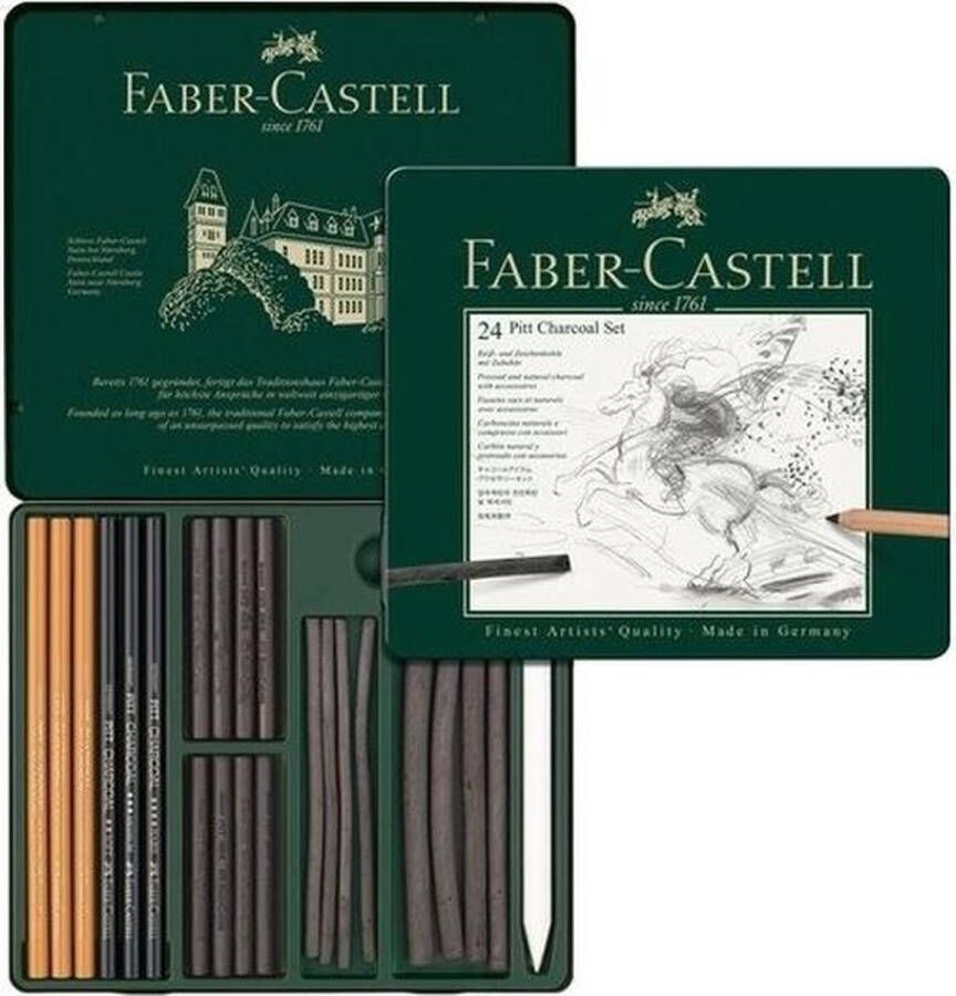 Faber Castell Tekenen met houtskool setje 24 delig Tekenhoutskool