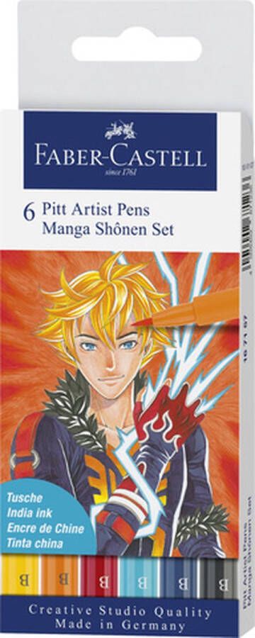 Faber-Castell tekenstift Pitt Artist Pen 6-delig etui lijnbreedte B Manga Shonen FC-167157