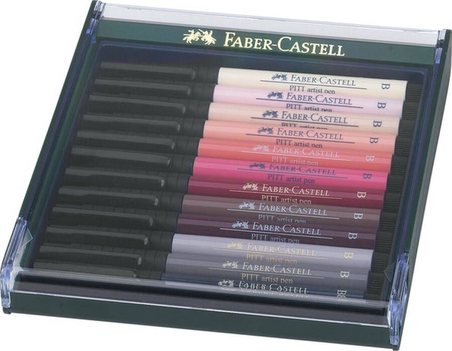 Faber Castell tekenstift Faber-Castell Pitt Artist Pen Brush set 12 stuks Skin