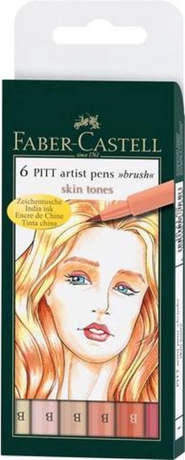 Faber-Castell tekenstift Pitt Artist Pen Brush etui a 6 stuks beige FC-167162
