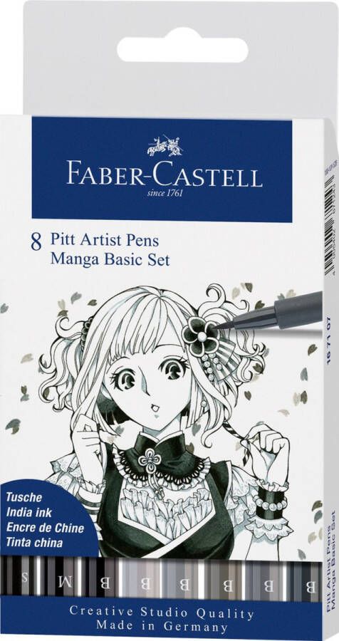 Faber Castell tekenstift Faber-Castell Pitt Artist Pen Manga 8-delig etui Basic