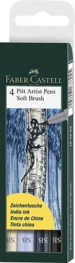 Faber-Castell tekenstift Pitt Artist Pen Soft Brush etui 4 stuks assorti FC-167804