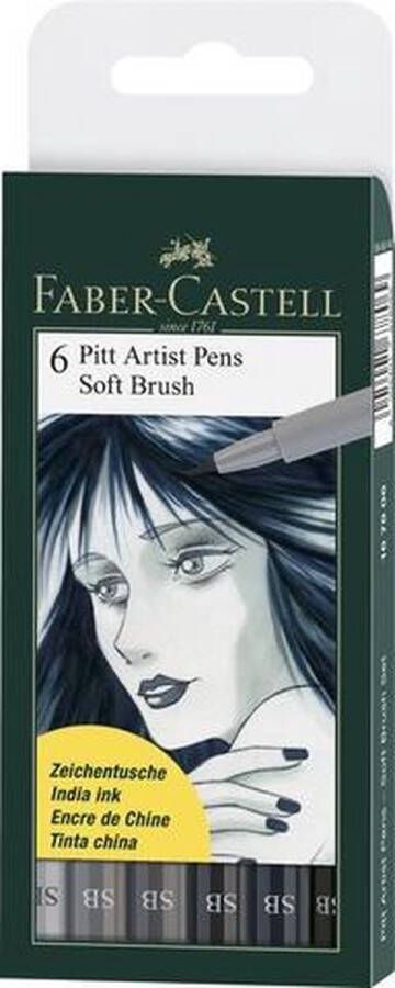 Faber-Castell tekenstift Pitt Artist Pen Soft Brush etui 6 stuks assorti FC-167806