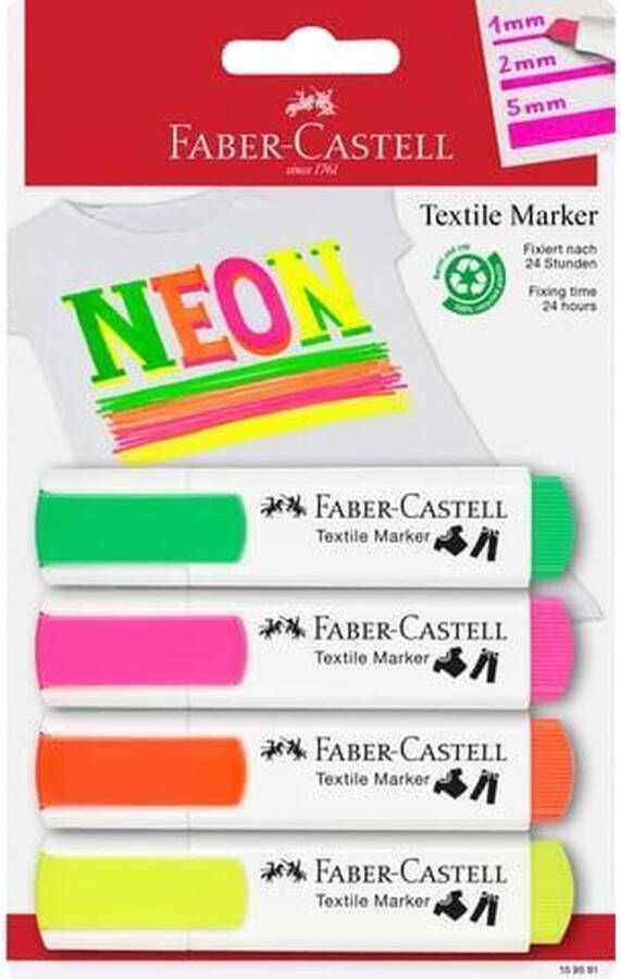 Faber-Castell Textielmarker FC Neon set 4 stuks op blister (geel