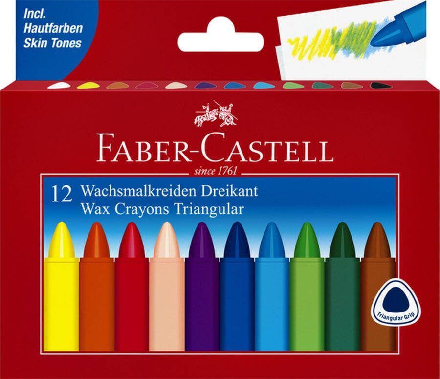 Faber-Castell Waskrijt driehoekig set à 12 stuks assorti | 10 stuks