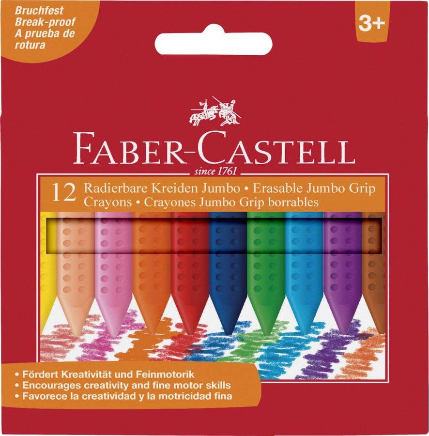 Faber-Castell waskrijt GRIP Jumbo 12 stuks FC-122540