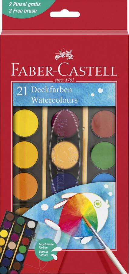 Faber-Castell waterverfdoos 21 kleuren + penseel FC-125027