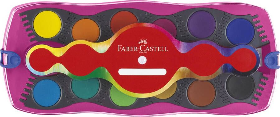 Faber-Castell waterverfdoos Connector 12 kleuren + 1 tube regenboog glitter + unicorn stickers FC-125002