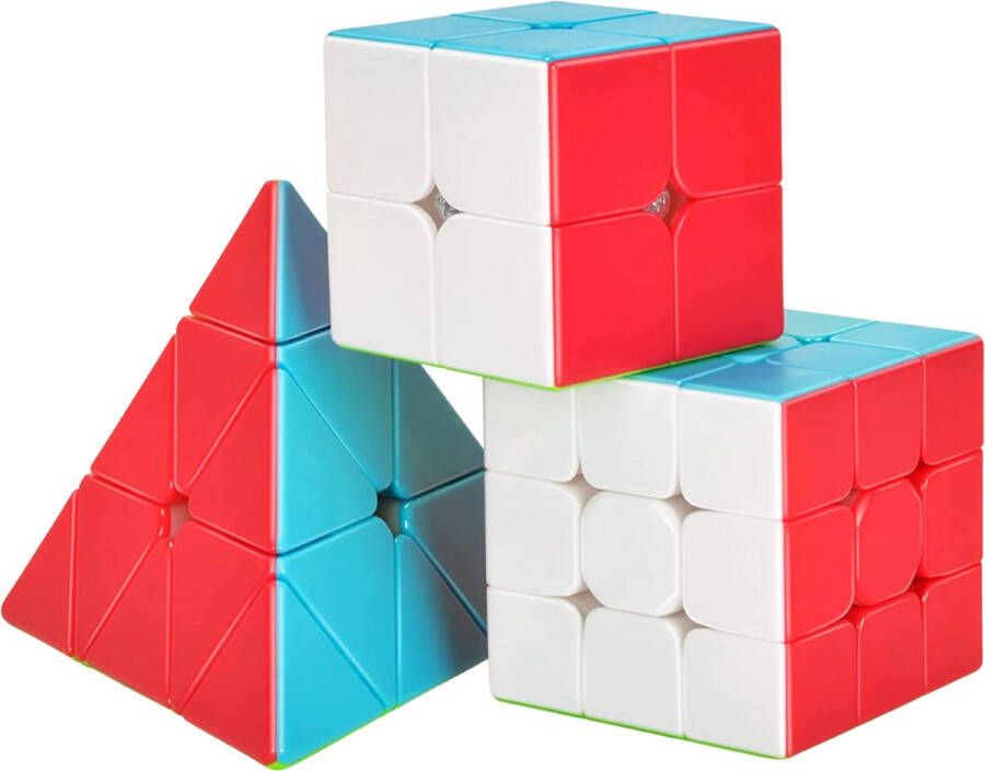 Fabula Speed Cube Set 3 in 1 Rubix Kubus Breinbrekers voor Volwassenen en Kinderen Cube Pyraminx