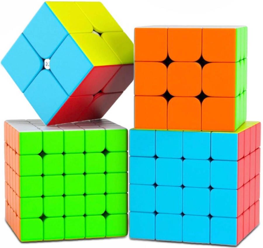 Fabula Speed Cube Set 4 in 1 2x2 3x3 4x4 5x5 Moyu Kubus Breinbreker voor Volwassenen en Kinderen Cube Magnetisch Cadeauset