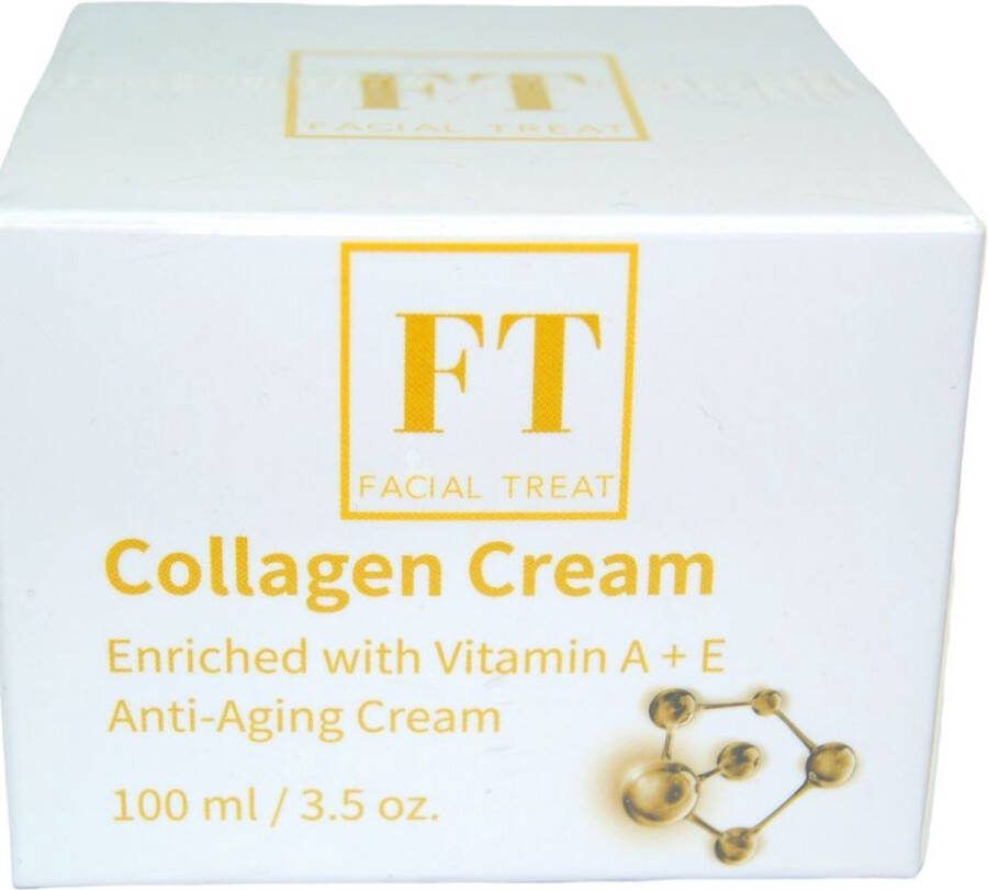 Facial Treat Collageen Creme 100 ml Superdeal 1 + 1 Gratis Verrijkt met Vitamine A & E Moisturizer Hydraterend Anti Aging Verzorgend Collageen Booster Morgen in Huis Dag & Nachtcrème Niet Vet Trekt Snel In Start Vandaag Dagcrème Serum
