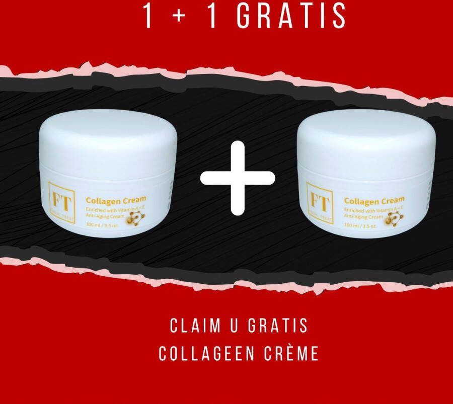Facial Treat Collageen Creme 100 ml Superdeal 1 + 1 Gratis Verrijkt met Vitamine A & E Moisturizer Hydraterend Anti Aging Verzorgend Collageen Booster Morgen in Huis Dag & Nachtcrème Niet Vet Trekt Snel In Start Vandaag Dagcrème