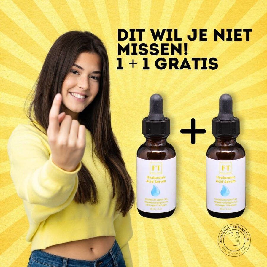 Facial Treat Hyaluronzuur Serum 30 ml 1 + 1 Gratis Verrijkt met Vitamine C & E Hydrateert Uitstekend Dagcrème