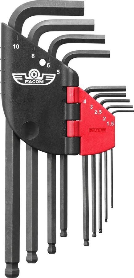 Facom Lange inbussleutelset met ronde kop metrisch in houder 9 delig