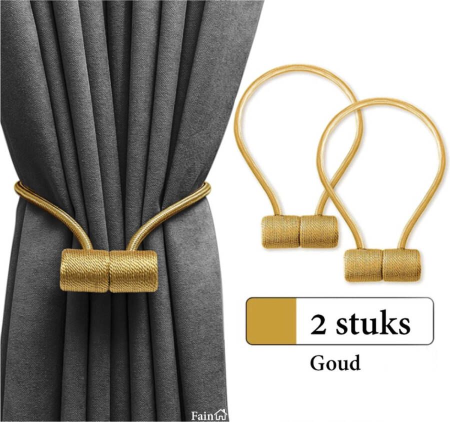 Fain Luxe Gordijn Embrasse – 2 stuks – Goud – Vierkante vorm – Gordijnhouders Embrasses voor Gordijnen Gordijn Embrasse Haak Magnetisch Gordijnkoord 43 cm Lang
