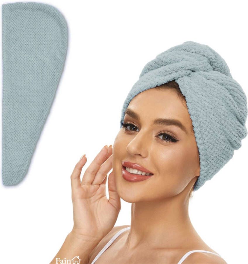 Fain Premium haarhanddoek – Hair towel – Licht blauw – Voor alle haartypes Haarhanddoek microvezel Hoofdhanddoek – Haartulband – Haarhanddoek badstof – Haarhanddoek kinderen – Haarhanddoek sneldrogend