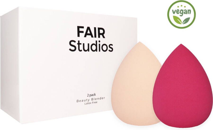 FAIR Studios Premium Beauty Blender 2-Pack Make Up Spons Latexvrij Voor Foundation Blush & Primer Speciaal Aero-Memory Foam Make Up Sponge Beautyblender