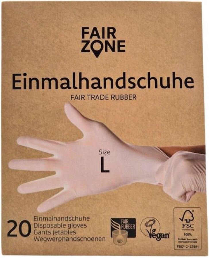 Fairzone Latex Wegwerphandschoenen Natuurrubber Maat L 20 stuks