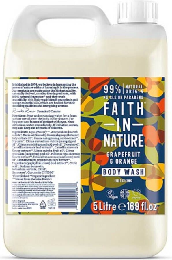 Faith in Nature Grapefruit & Orange Bodywash Navulverpakking 5LT