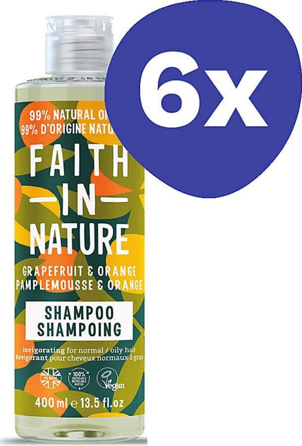 Faith In Nature Grapefruit & Sinaasappel Shampoo (normaal tot vet haar) (6x 400ml)