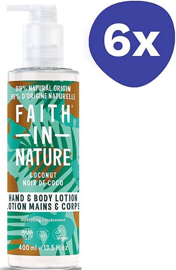 Faith In Nature Hand & Bodylotion Kokos (6x 400ml)