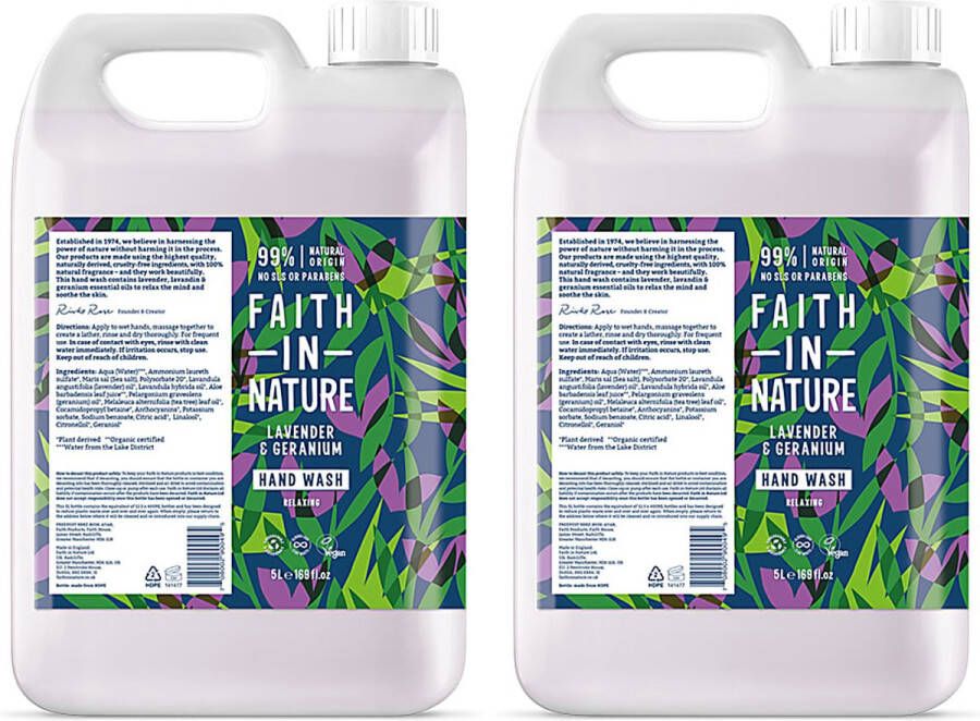 Faith In Nature Handzeep Lavendel & Geranium 2x 5L