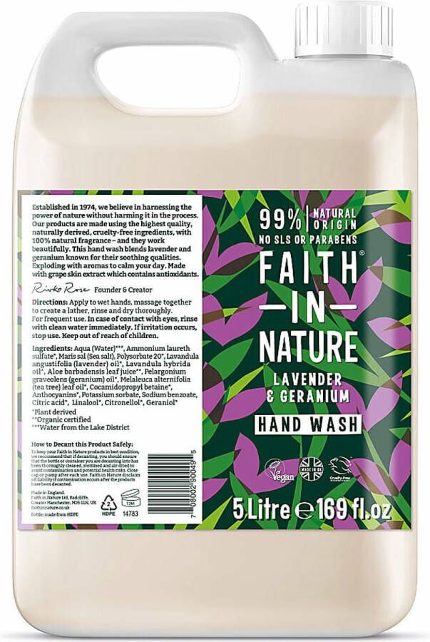 Faith In Nature Handzeep Navulling Lavendel & Geranium 5 lt