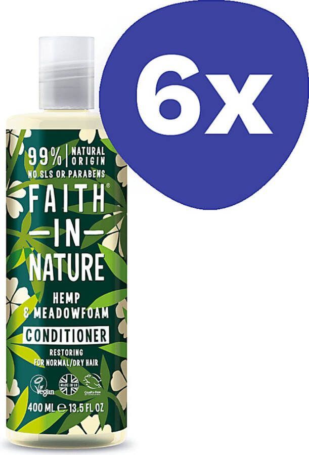 Faith In Nature Hennep & Meadowfoam Conditioner (voor droog haar) (6x 400ml)