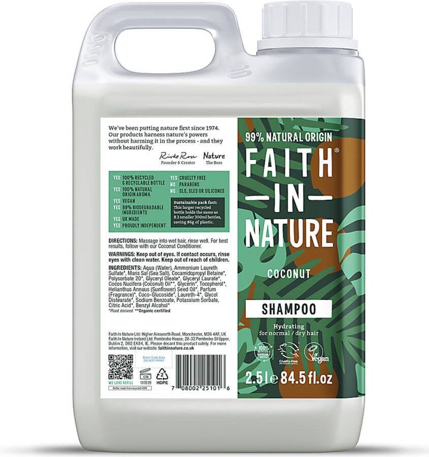Faith In Nature Kokos Shampoo 2.5L Grootverpakking