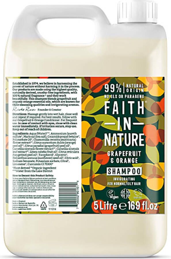 Faith In Nature Shampoo Navulling Grapefruit & Orange 5 lt