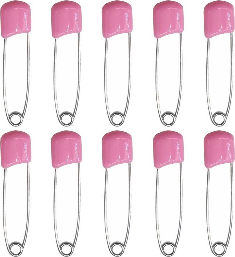 Fako Bijoux 10 Veiligheidsspelden Met Beschermkap Katoenen Luier Speld Baby Veiligheidsspeld Speld Baby Safety Pins 54mm Roze 10 Stuks
