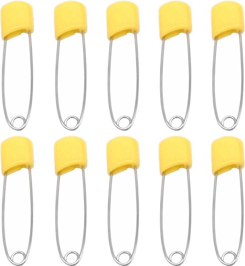 Fako Bijoux 10 Veiligheidsspelden Met Beschermkap Katoenen Luier Speld Baby Veiligheidsspeld Speld Baby Safety Pins 54mm Geel 10 Stuks