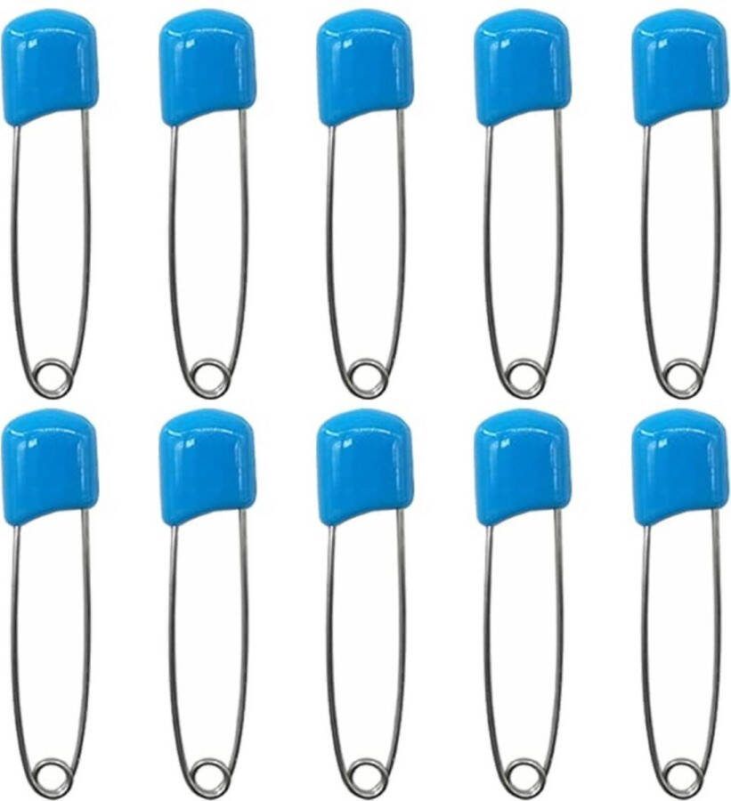 Fako Bijoux 10 Veiligheidsspelden Met Beschermkap Katoenen Luier Speld Baby Veiligheidsspeld Speld Baby Safety Pins 54mm Blauw 10 Stuks