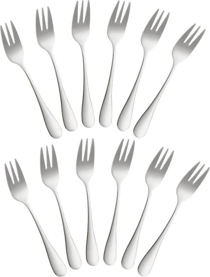 Fako Bijoux Gebaksvork Dessertvork Classic Vork Vorkjes 14cm Zilver 12 Stuks