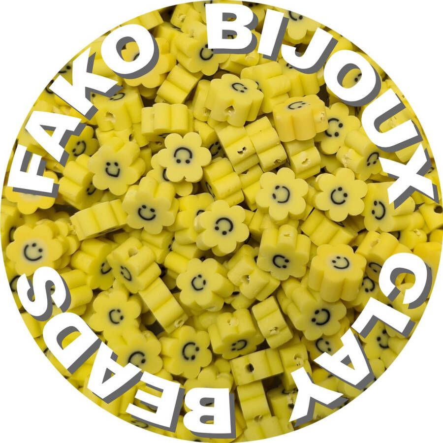 Fako Bijoux Klei Kralen Bloem Smiley Emoji Geel Figuurkralen Kleikralen 10mm 1000 Stuks Bulk