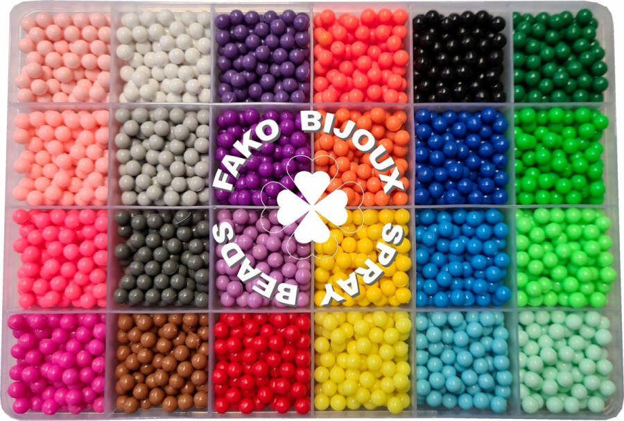 Fako Bijoux Magic Water Sticky Spray Beads Box Klevende Waterkralen Waterparels Kinderen 24 Kleuren 5mm 3000 Stuks