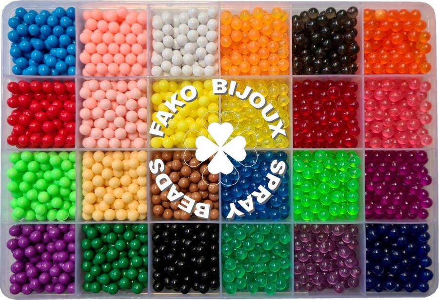 Fako Bijoux Magic Water Sticky Spray Beads Box Klevende Waterkralen Waterparels Kinderen 12+12 Kleuren 5mm 3000 Stuks