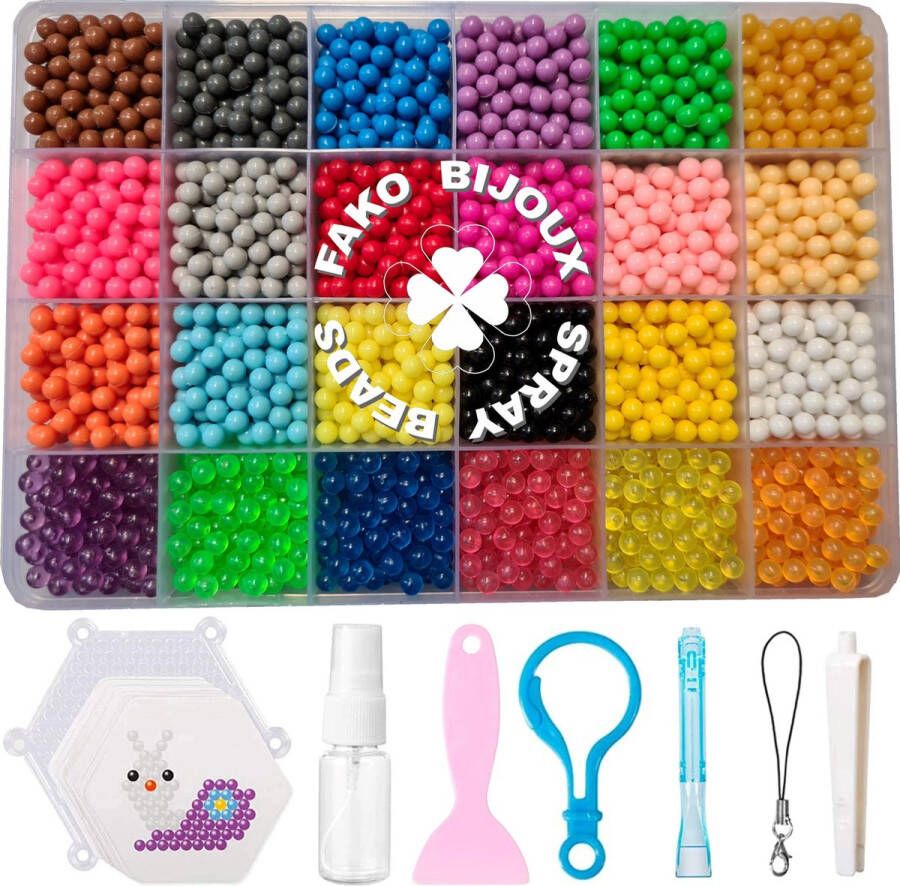 Fako Bijoux Magic Water Sticky Spray Beads Set Klevende Waterkralen Waterparels Kinderen 24 Kleuren 5mm 3000 Stuks