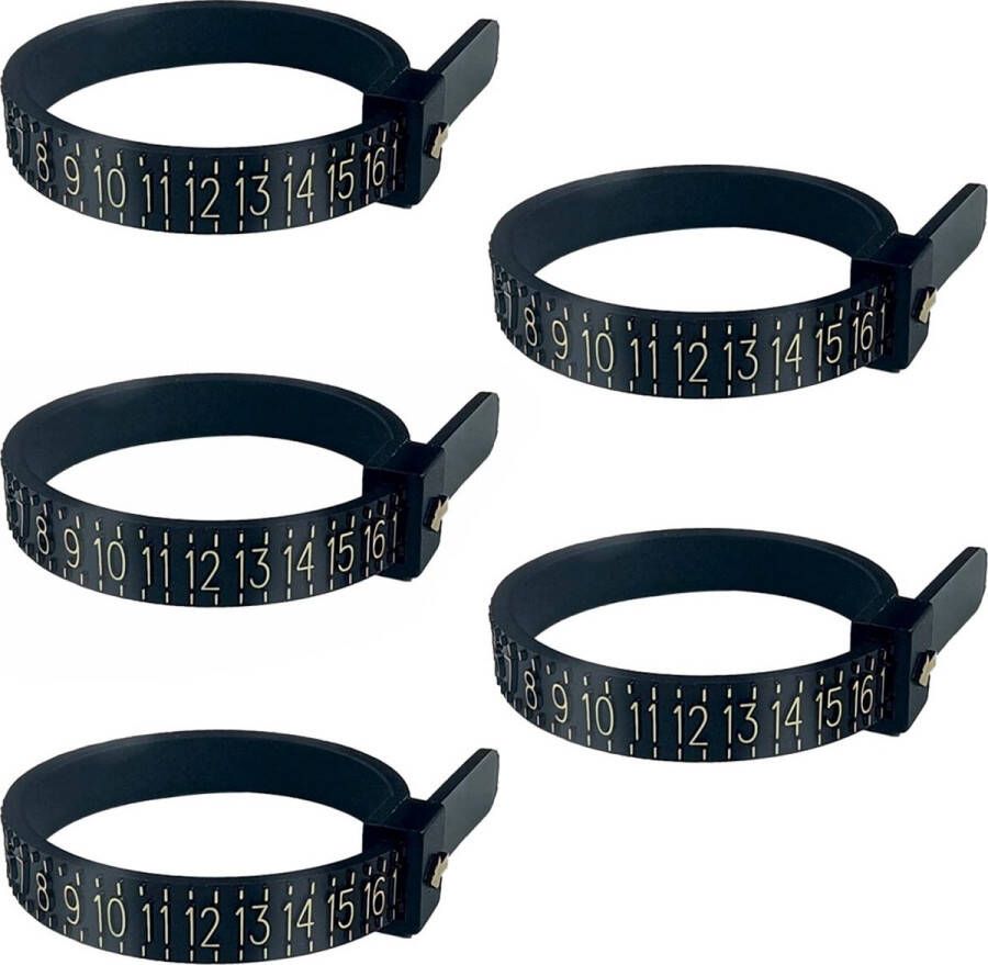 Fako Bijoux Ringmaat Meter Ring Vinger Meetgereedschap US Maatvoering Zwart 5 Stuks