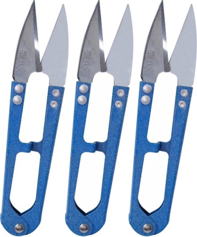 Fako Bijoux Sieraden Schaartje Schaar Voor Sieraden Maken Naaidoos Schaartje Kruidenschaar Stofschaar Bloemensnijder Bonsai Schaar 10.5cm 3 Stuks Blauw