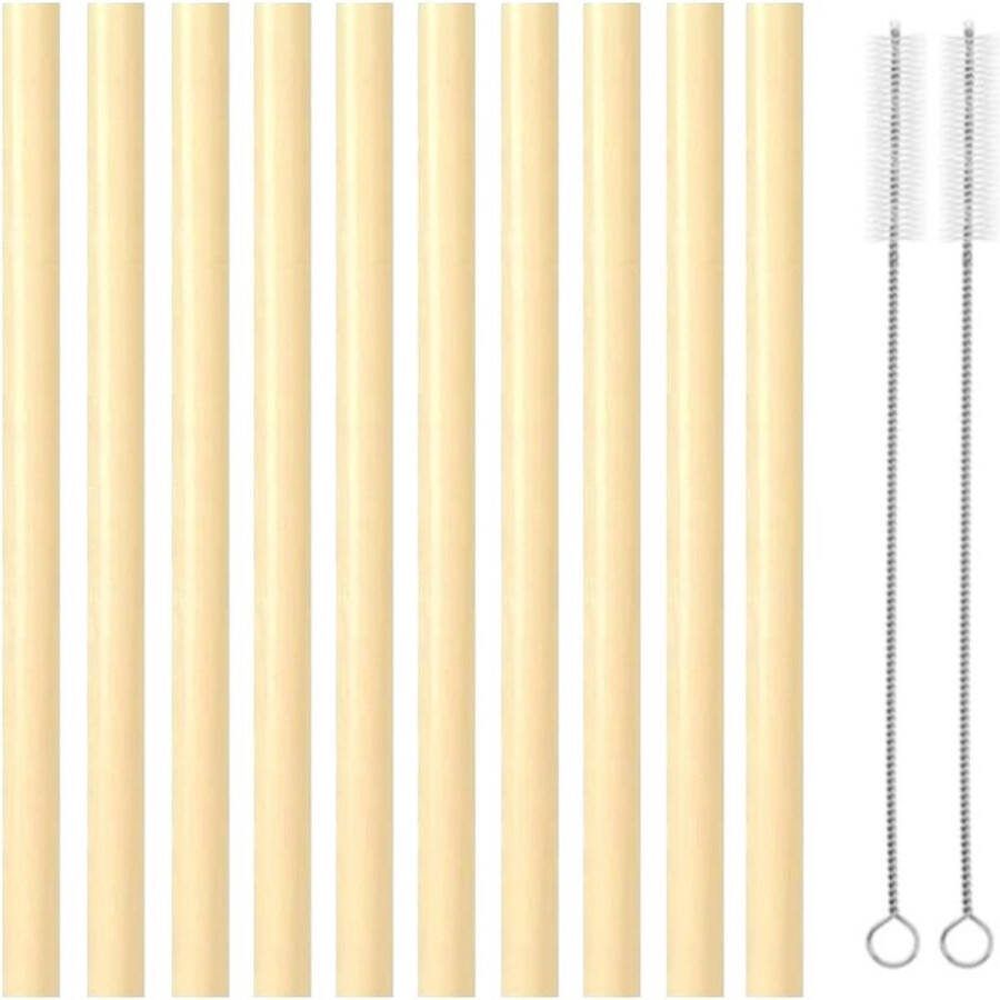 Fako Bijoux Siliconen Rietjes Pastel XL 10 Herbruikbare Rietjes 25 cm 11mm Duurzaam en Hygiënisch 2 Schoonmaakborstels Geel